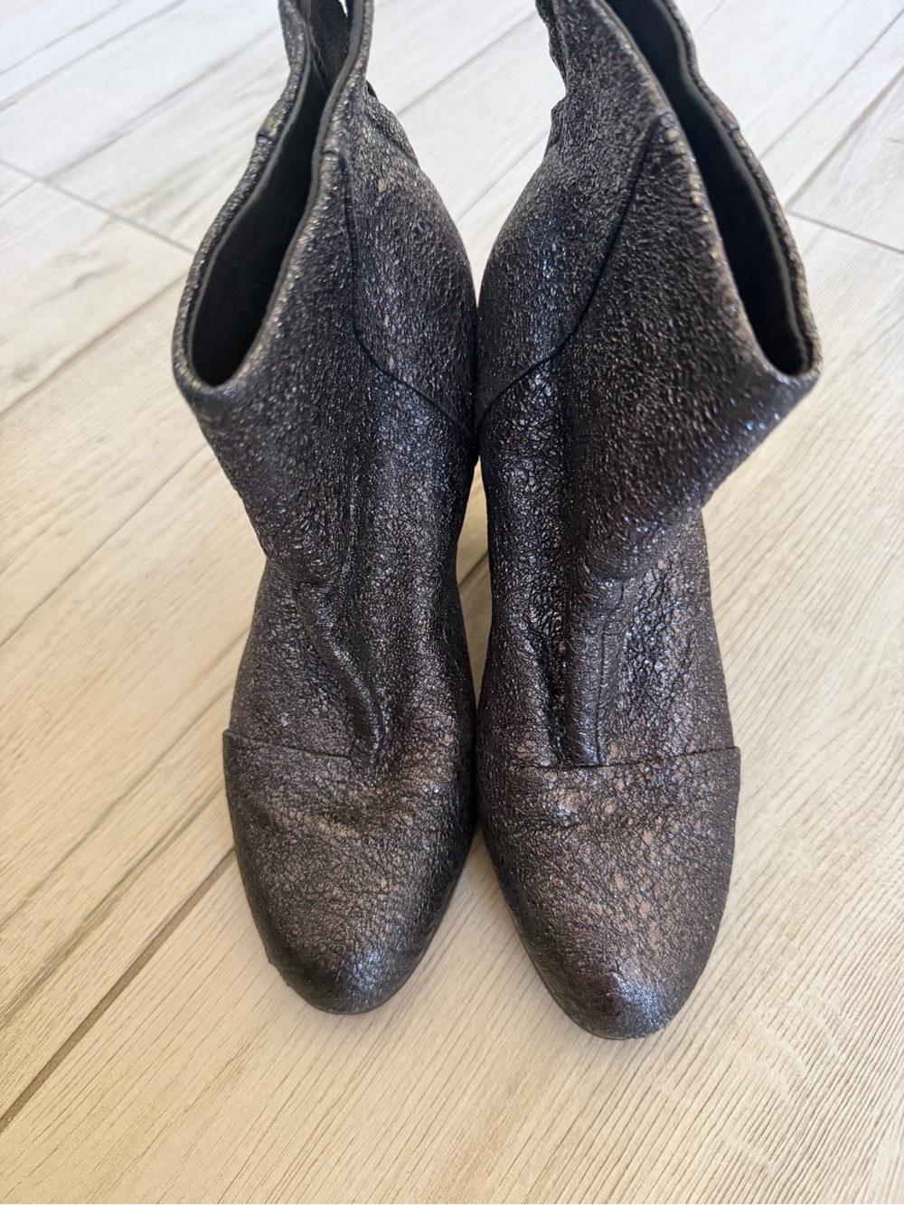 rag & bone Black Textured Metallic Ankle Boots